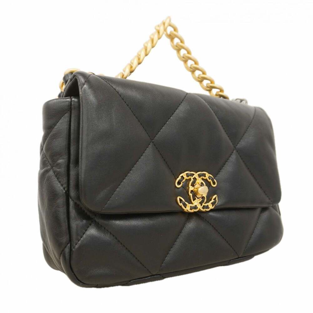 Chanel handbag, chain shoulder bag, 19, lambskin, black and gold, 2-way bag f... - Picture 2 of 9